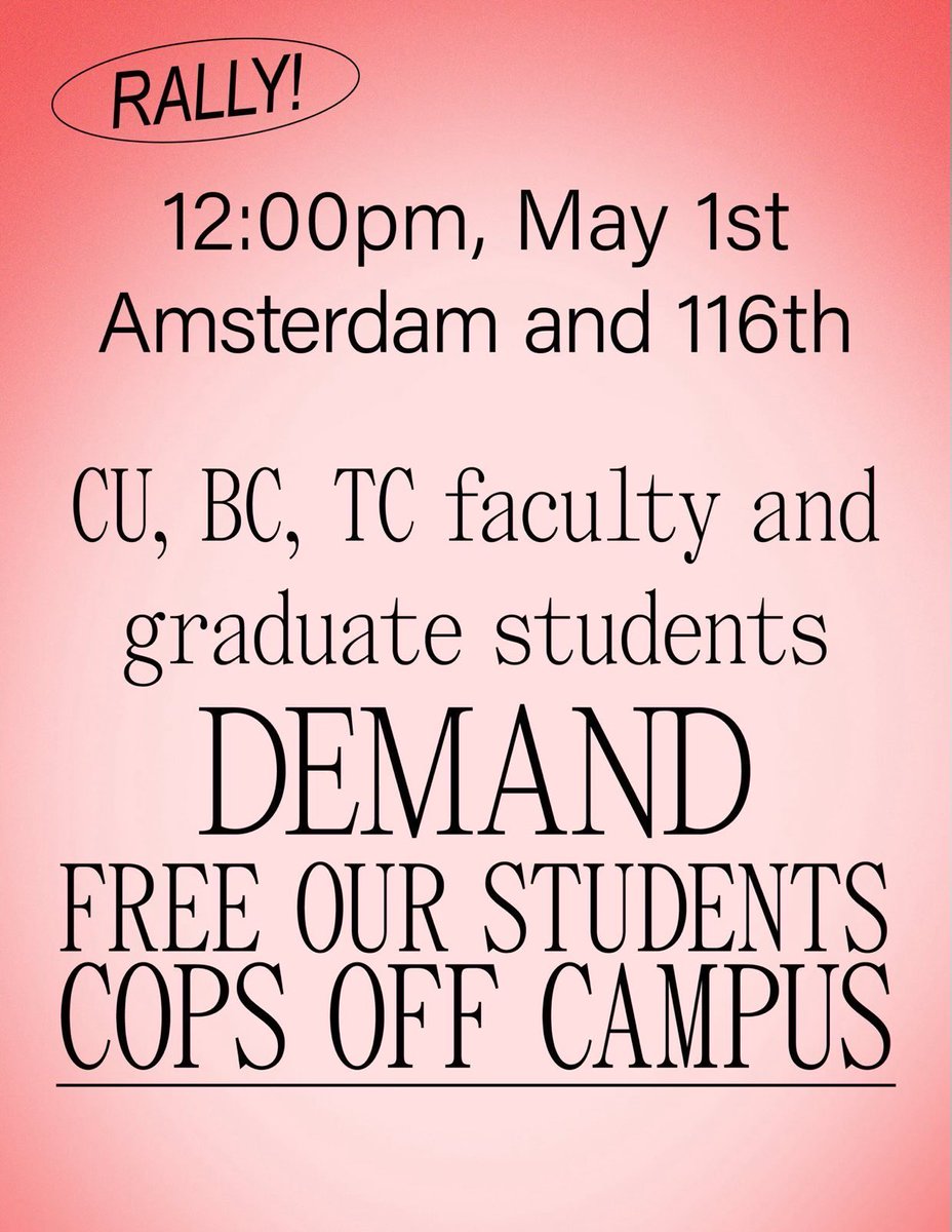 MAY DAY MAY DAY RALLY @Columbia teachers demand FREE OUR STUDENTS + COPS OFF CAMPUS