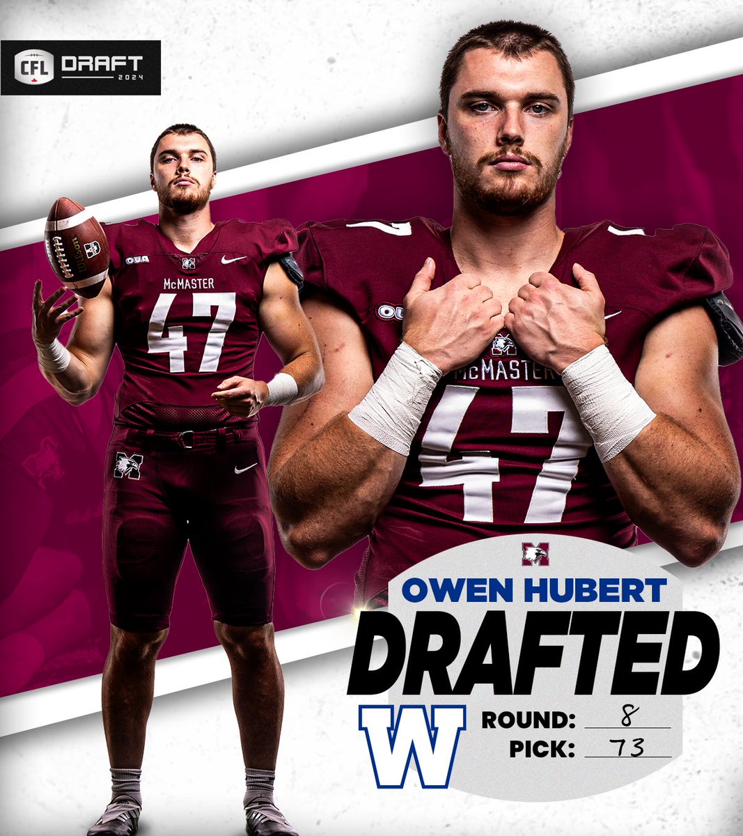 🏈 HUBERT IS HEADED TO THE LEAGUE! Congratulations to Owen Hubert on his selection to the @Wpg_BlueBombers in the 2024 @CFL draft!