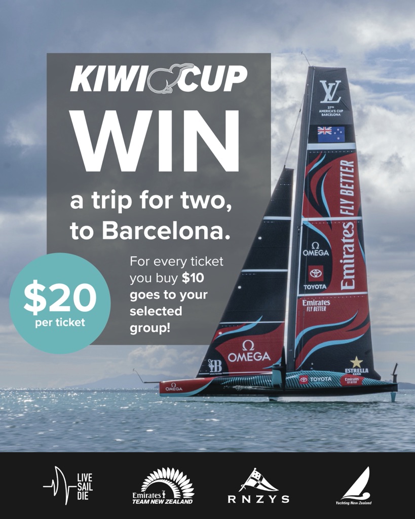 Buy a ticket in the #KiwiCup Raffle and support your local sailing club, team, or organisation. Come October, you could be soaking up the sun in Barcelona while watching the team defend the Louis Vuitton 37th America’s Cup. Support your club. 👉kiwicup.co.nz