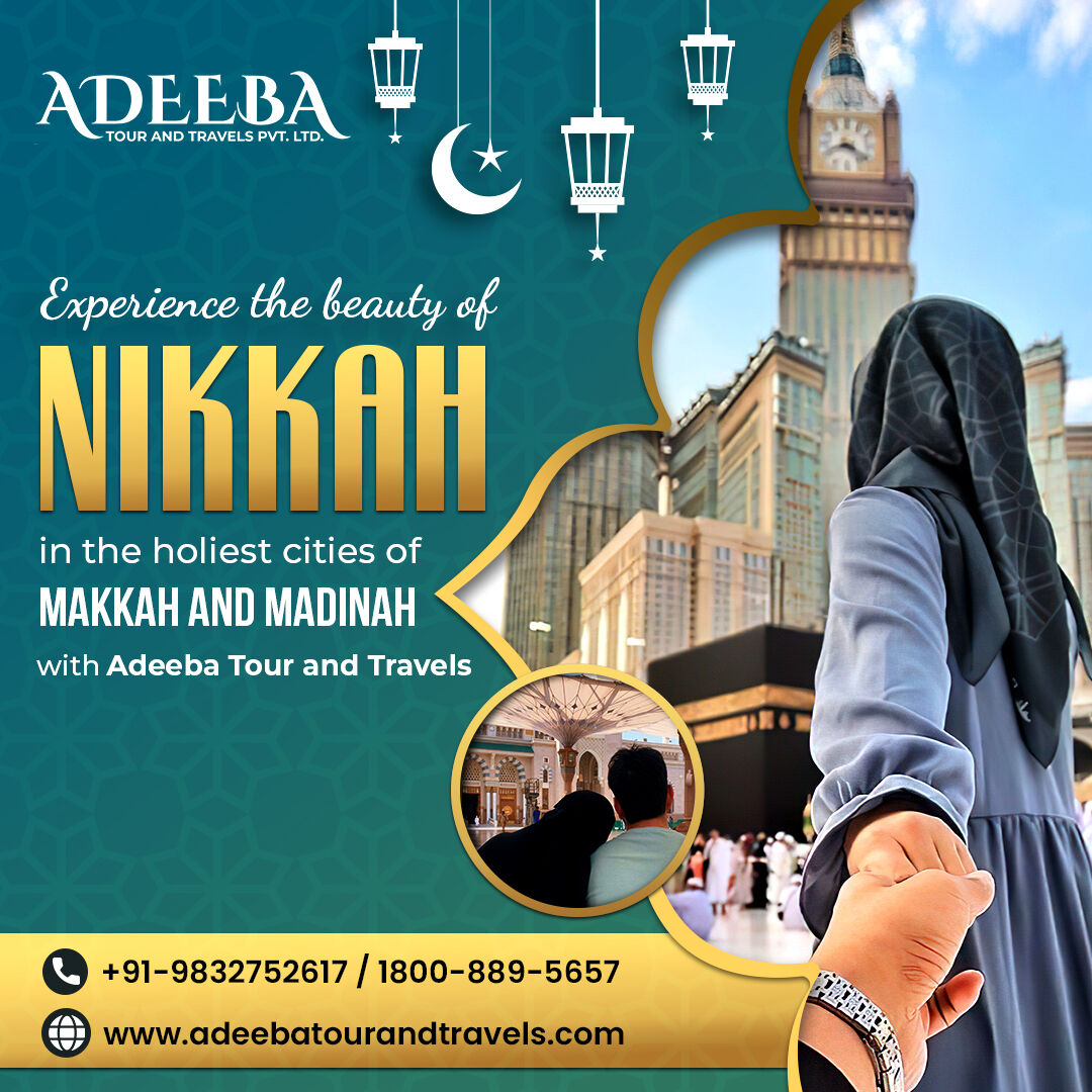 Experience the beauty of Nikkah in the holiest cities of Makkah and Madinah with Adeeba Tour and Travels.🕋💑 Let us handle all your Nikkah-related services for a blessed union.

#Nikkah #NikkahinMakkahandMadinah #Nikkahservices #Makkah #Madinah #AdeebaTourandTravels #Allah #SWT