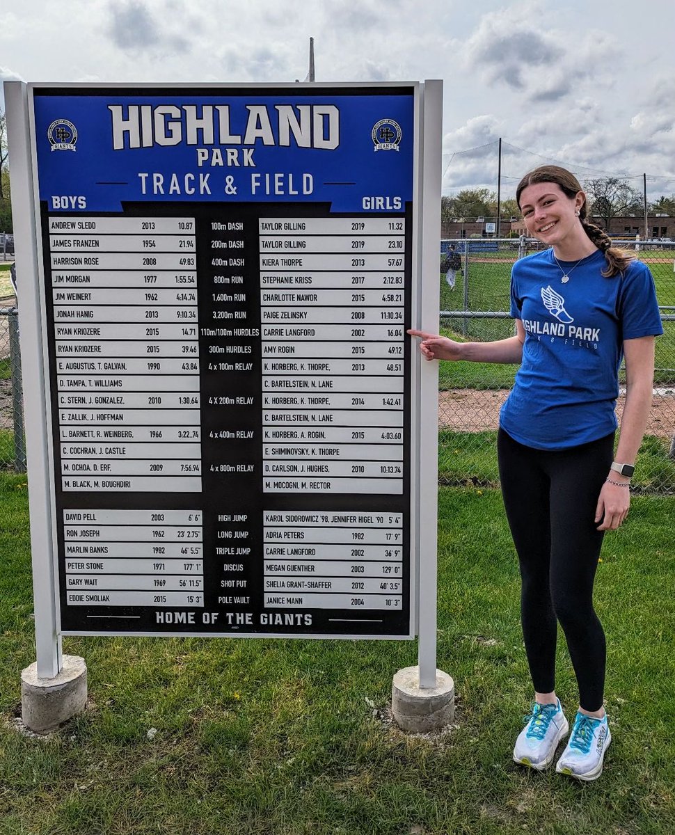 Great to see that we have to make some changes to our Track & Field Record Board. Congrats to Grace, Russell and Doug. Big thanks to the Giants Club for helping to make the record board a reality. #hpgiantpride