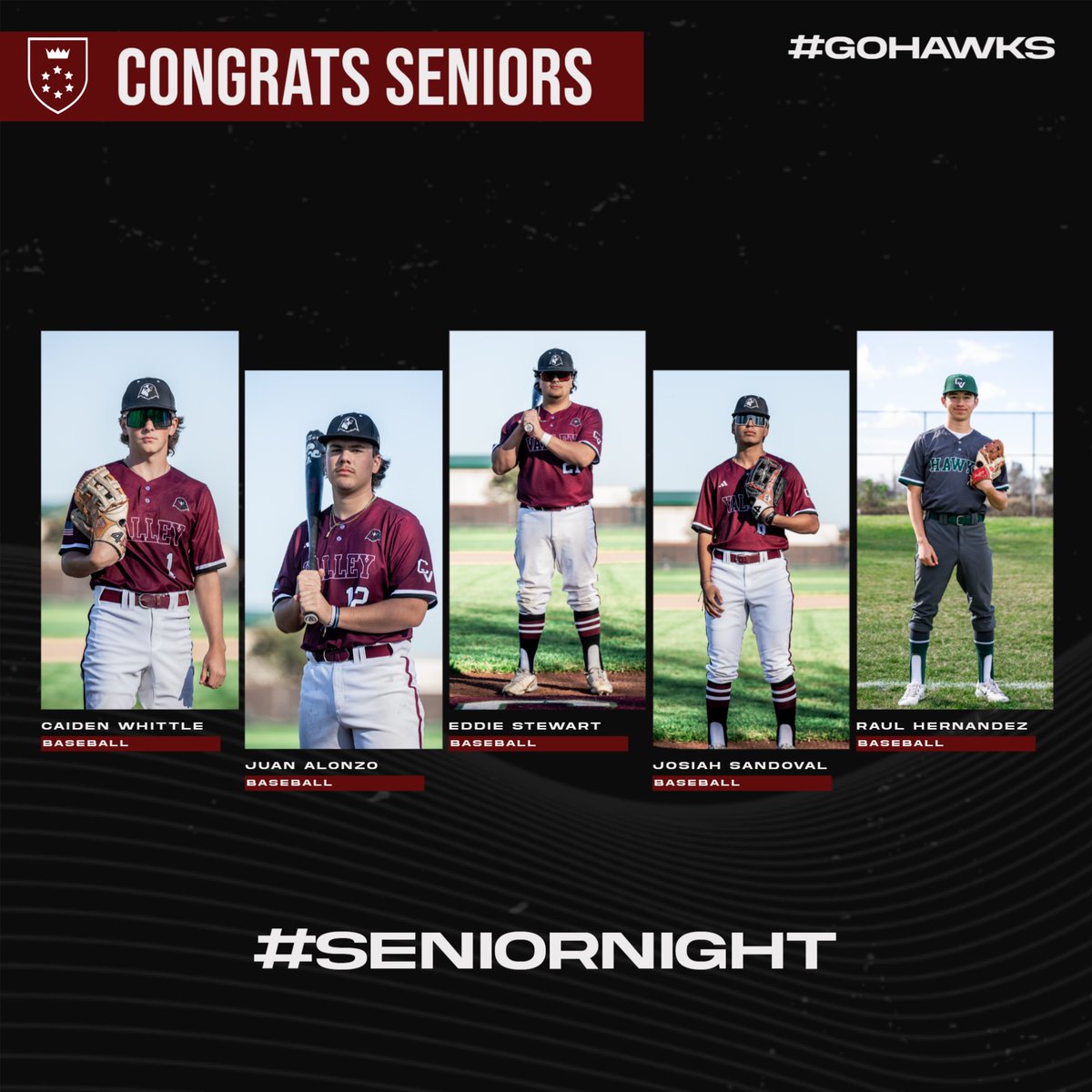 Senior Day for our guys! A big thank you and congrats to these guys! They showed out on senior night! Caiden Whittle: 3-4, 3 RBIs, 2 Runs, BB Juan Alonzo: 1-1, RBI, 2 Runs, 3 HBP Eddie Stewart: 2-3, 3 Runs, 2 BBs Josiah Sandoval: 2-4, 2 RBIs, 1 Run Raul Hernandez: 0-1, HBP, 1 Run