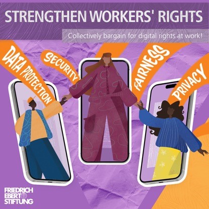 FesGhana's tweet photo. #Digitalrights at work belong in every Collective Bargaining Agreement. By negotiating collectively, we can ensure that our digital rights and #dataprotectionare safeguarded in the workplace. Let's empower #workersto demand fair treatment and respect for their digital rights.✊ https://t.co/MUX7Vyz3jp