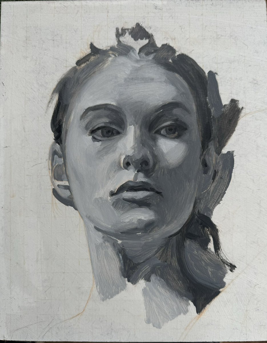 mattharveyart's tweet photo. First pass on this grisaille underpainting , full video on YouTube #artist #ArtistOnTwitter #portraiture #figuredrawing #grisaille https://t.co/awkxDZYeLT
