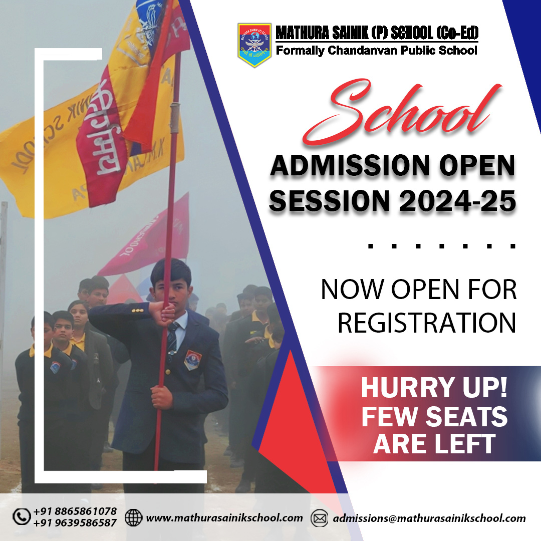 Your journey to excellence starts now at Mathura Sainik School! 🌟🚪 Admissions open for 2024-2025. Enlist for a future where knowledge, discipline, and success converge. 

#admissionsopen #mathurasainikschool #futureleaders #admission #sainikschool #future