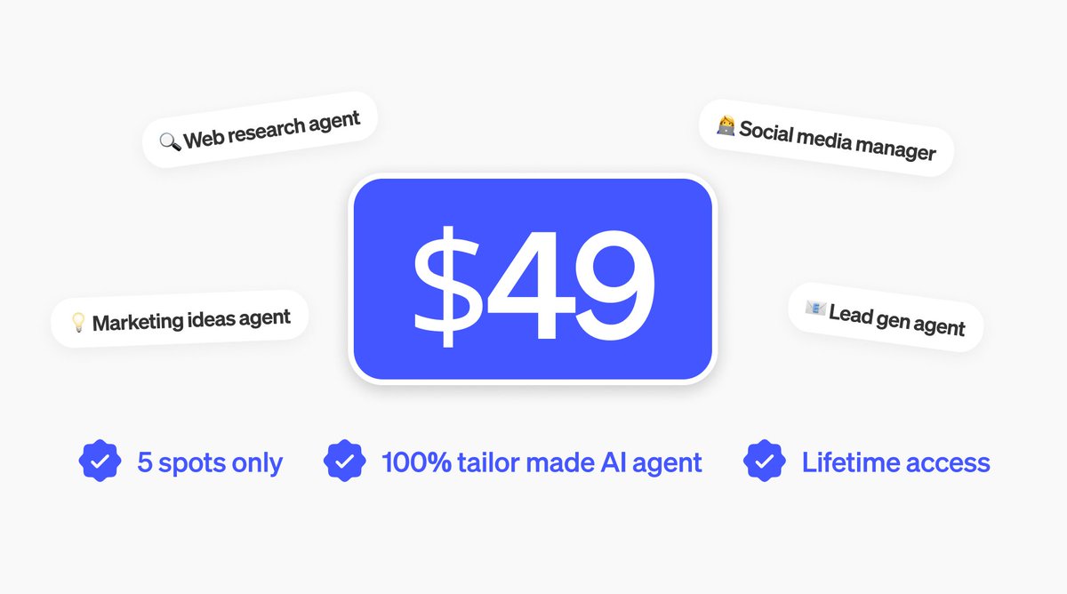 Hey friends 🚨

I have an offer for you!

I want to help people automate tasks with custom AI agent. Here’s the deal:

For $49, you get:

1. AI agent discovery call (0.5 hr): to align and discover potential AI agent use case in your life and workflow.
2. Custom AI Agent design:
