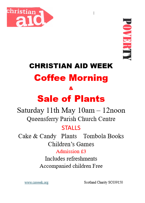 ☕🍃 You're invited to the Coffee Morning and Plant Sale for #CAWeek24, on Saturday 11 May, 10am-12pm. The #sale and coffee morning are taking place at Dalmeny and Queensferry Parish Church Centre, where you can browse stalls for sweet treats, plants, books, and games. 🧵(1/2)