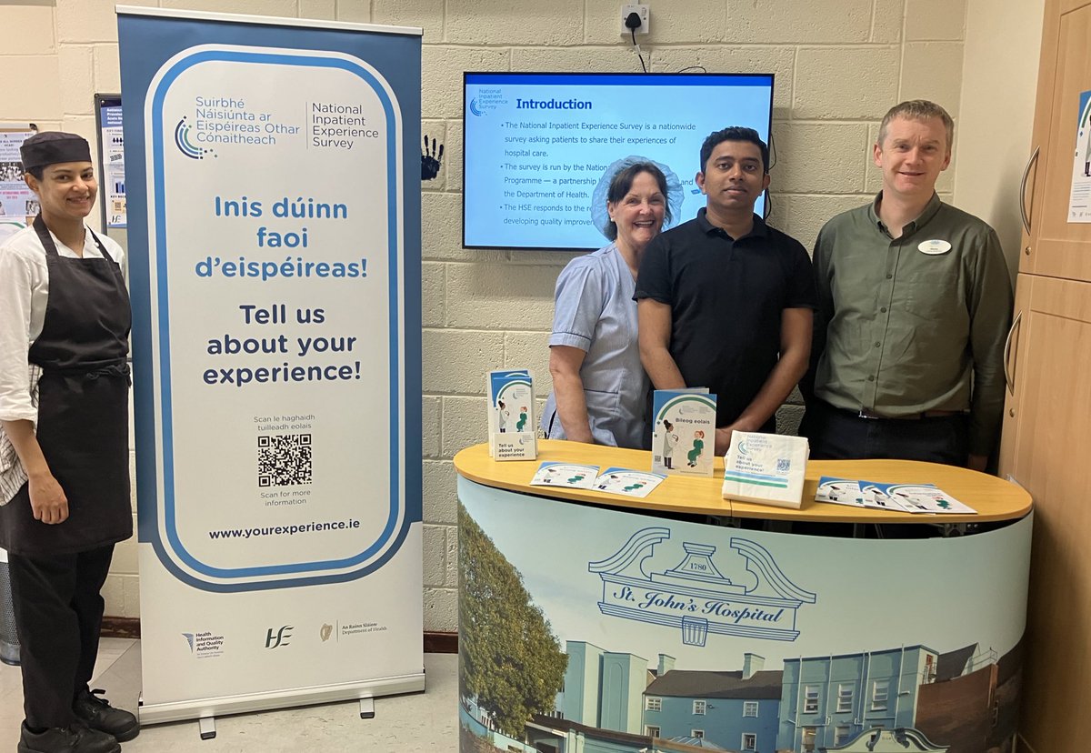 The National Care Experience commences today. Thank you to our catering team in St John’s Hospital who play a key role in creating awareness of the survey & encouraging our patients to participate.