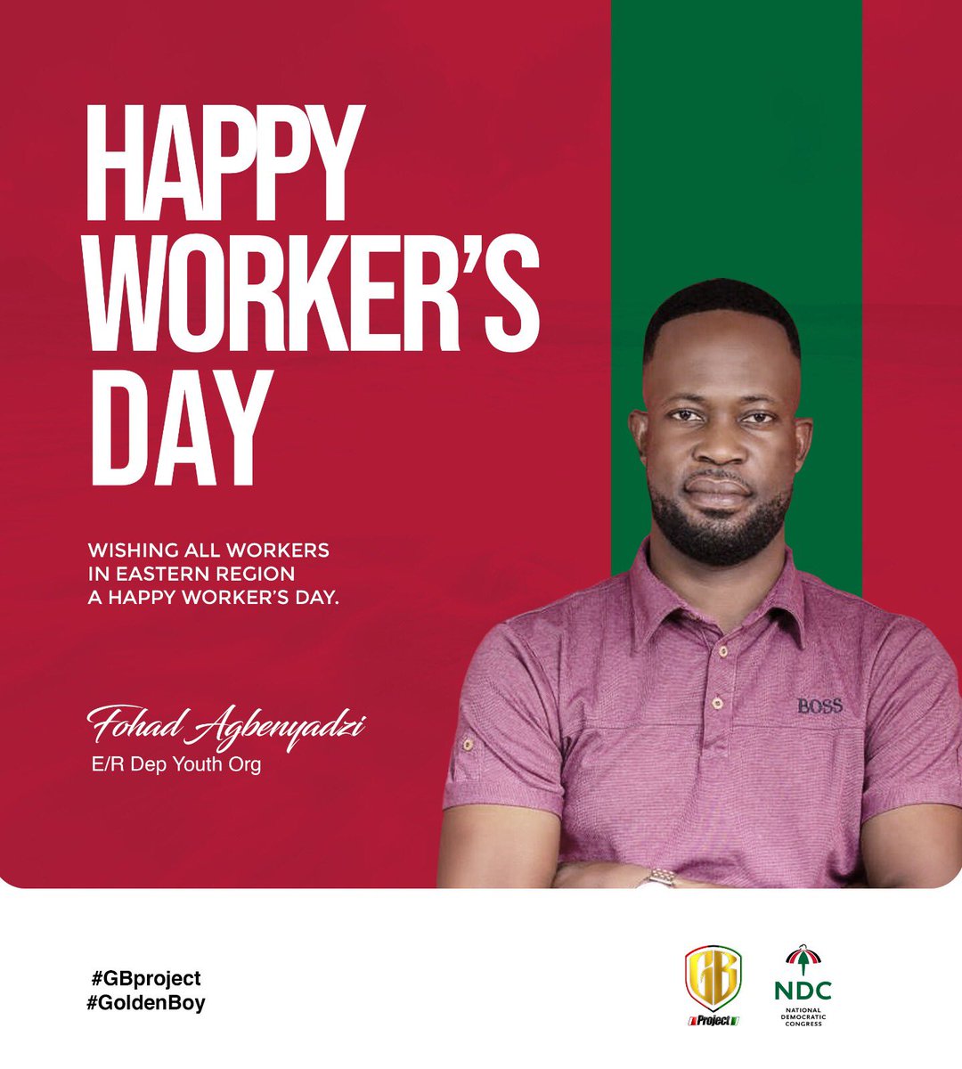 Commander Fohad rallies for Workers' Day, honoring the diligence of Eastern Region workers and @OfficialNDCGh supporters. Despite economic hurdles, hope prevails. With leadership like @JDMahama #24HourEconomy initiative, Ghana's future shines bright. #GBproject #GoldenBoy