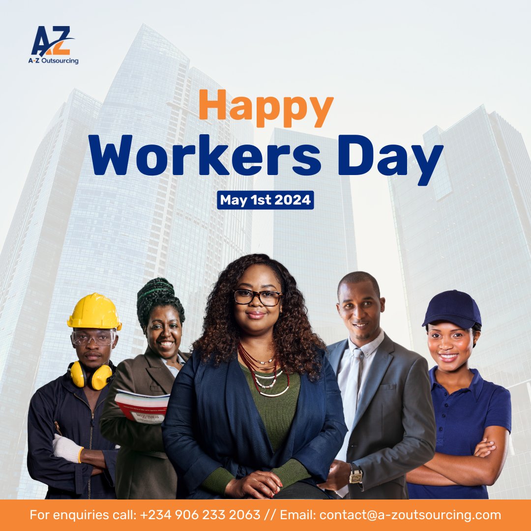 On this Workers Day, we salute the resilience, commitment, and dedication of every worker. Your efforts do not go unnoticed.

Thank you for everything you do to make our workplaces thrive.

Happy Workers Day to you!

#AZOutsourcing #WorkersDay #May1st #HROutsourcing #HRFirm