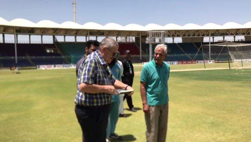 ICC pitch consultant have arrived in National Bank Stadium, Karachi for pitch inspection in regards to Champions Trophy 2025.