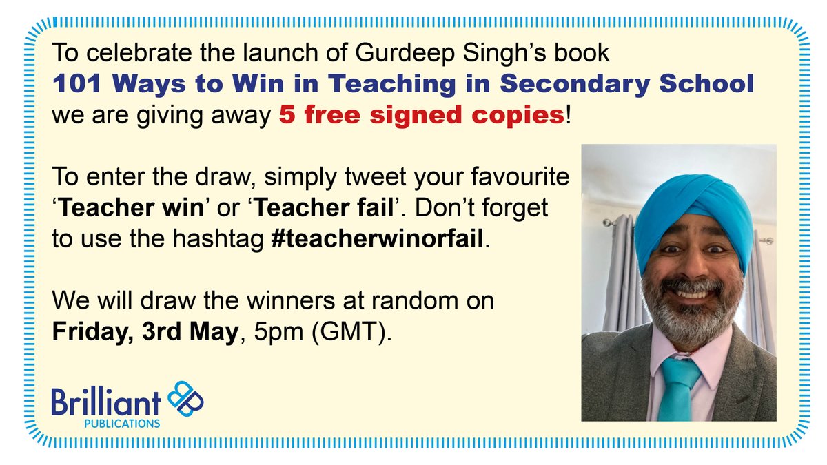 One of my favourite 'teacher wins' in Gurdeep's book is 'Stand up, sit down'. It's a great way of getting a chatty class to be quiet. To win a copy of his book, share something that's worked for you! #teacherwinorfail @TheTeacherWins @brilliantpub