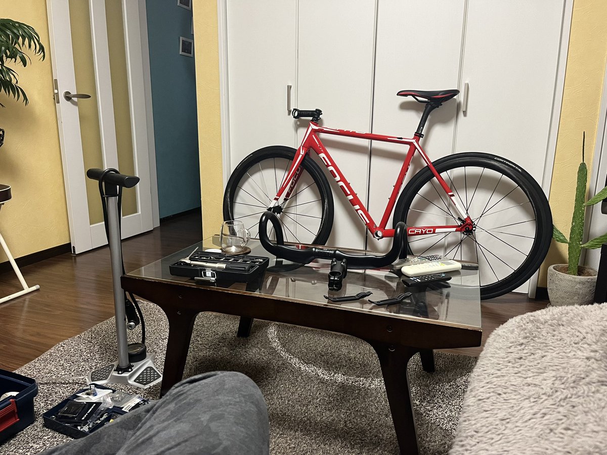 ロードバイクはじめの1台は、このアルミフレームのフォーカス君であった。その後、ハイエンドフレーム『バッソ』を手にしてからは、このフレームは廃車にするはずだった。が、愛着が強すぎ出来なかった。
そこで、白に再塗装し、差し色をメタリックレッドにしてみようと構想。ワクワクが始まった。🎵☺️