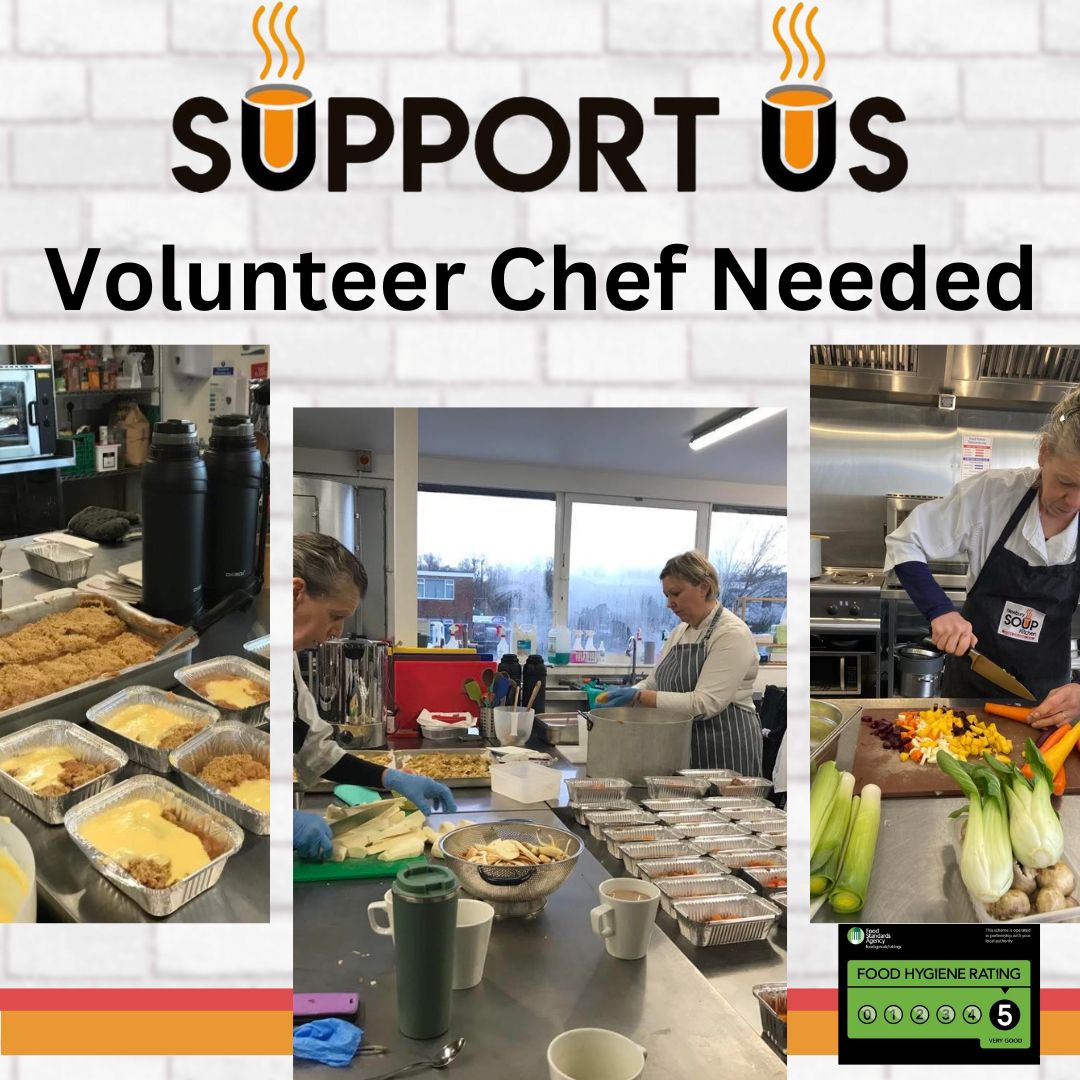 Newbury Soup Kitchen needs you! We're seeking a committed chef to cook 30+ meat and 10+ veggie portions weekly or fortnightly. We provide ingredients; you bring creativity and initiative. Contact enquire@newburysoupkitchen.org.uk to get involved! 🍲✨
