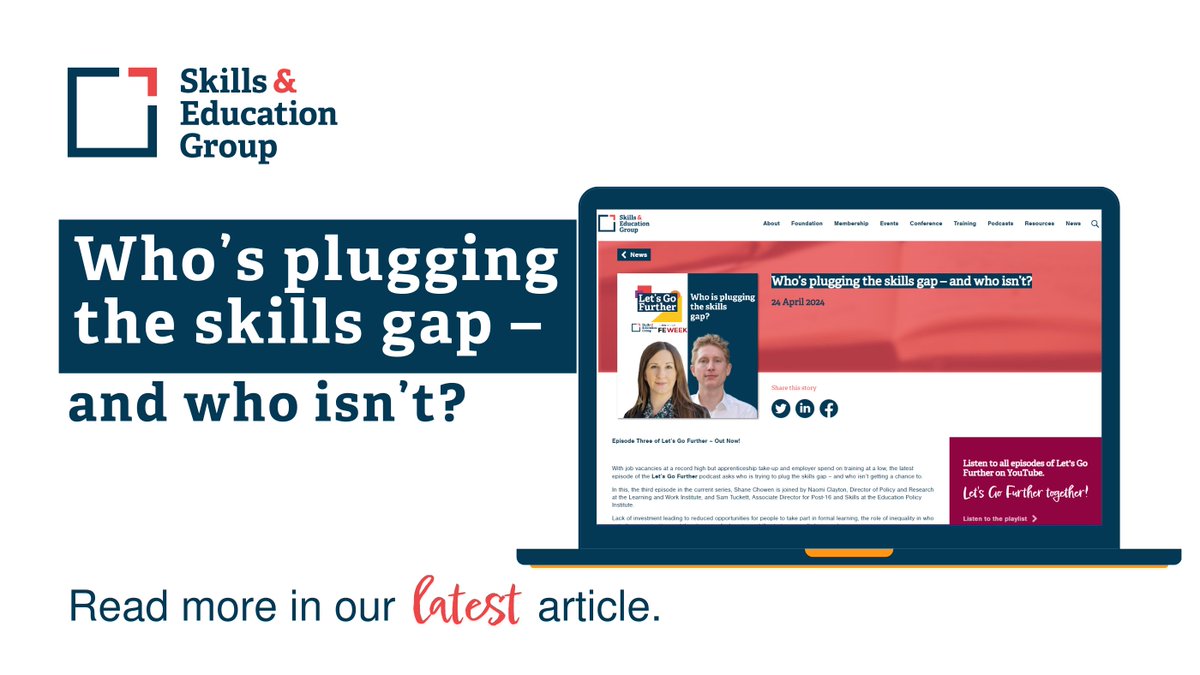 With job vacancies at a record high but apprenticeship take-up and employer spend on training is at a low, the latest episode of the #LetsGoFurther podcast asks who is trying to plug the skills gap – and who isn’t getting a chance to.

Read more 👉 bit.ly/49Xo79n