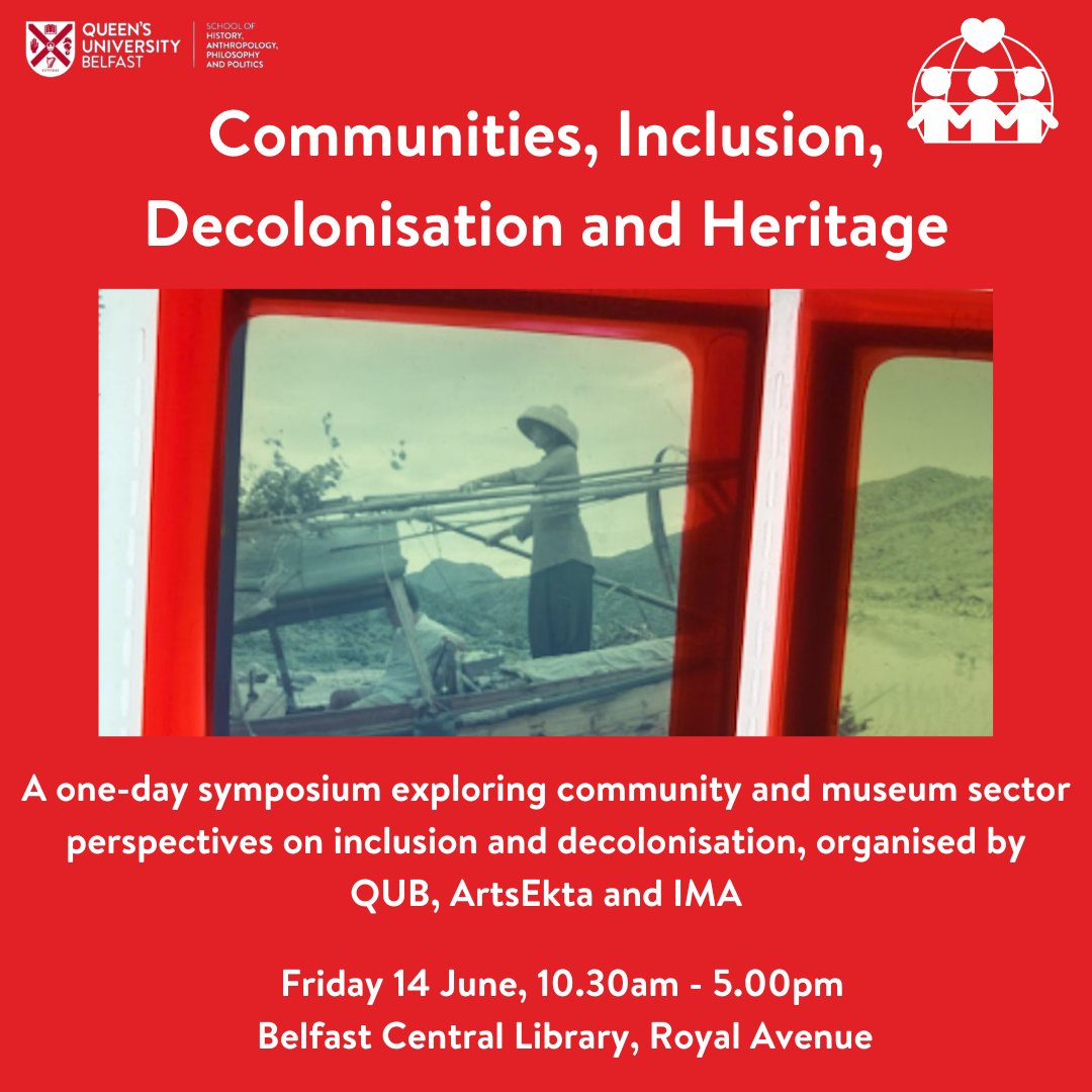 Join us for the 'Communities, Inclusion, Decolonisation and Heritage' Symposium! Featuring several high-profile speakers, it's an event you won't want to miss 📅14/06/24, 10:30-15:00 🏛️Belfast Central Library, Royal Avenue 👉ow.ly/G4aw50RpW05