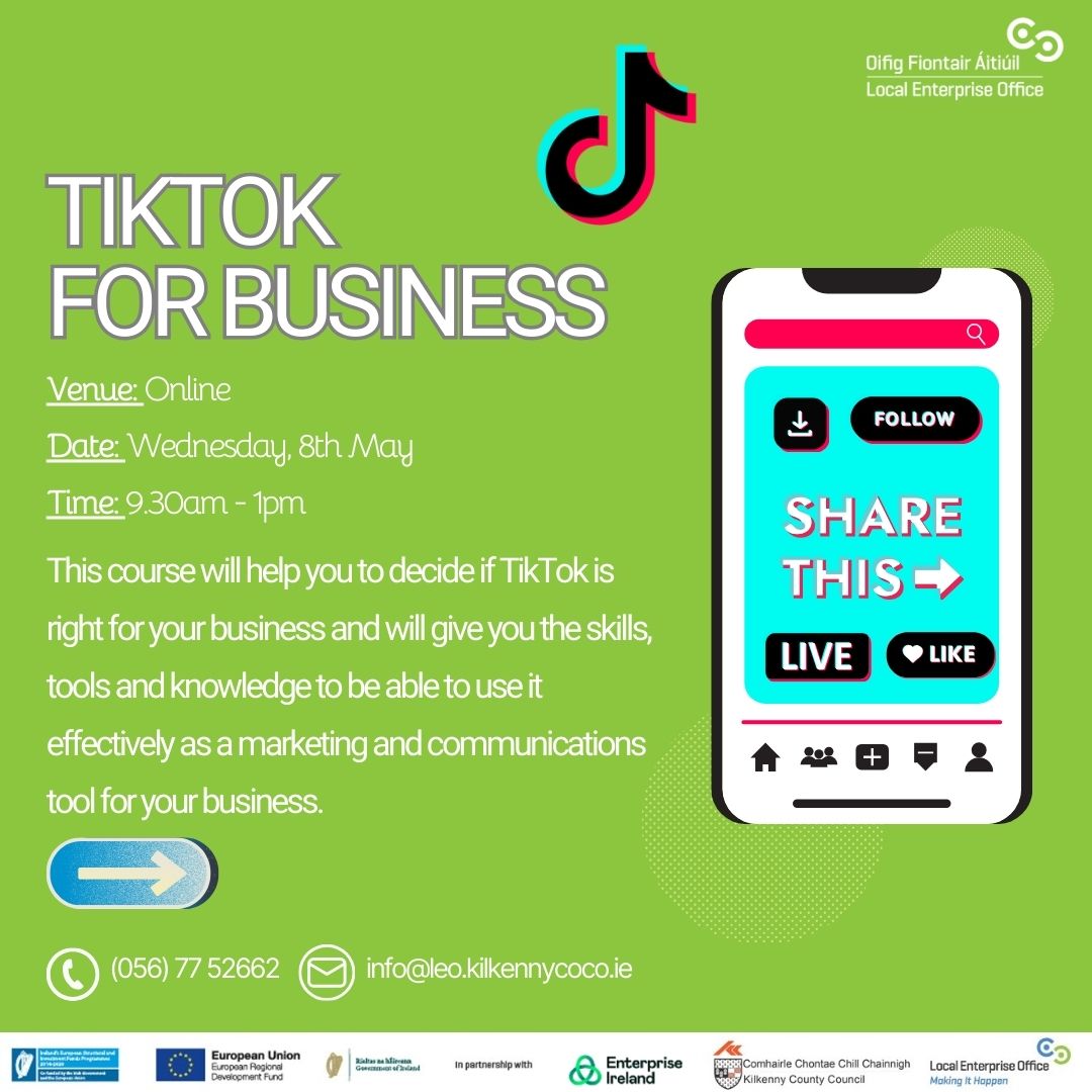 TikTok for Business workshop! 😎 This workshop will equip participants with the knowledge to leverage the popular social media platform for promoting businesses. Spaces are limited, book here ➡️ shorturl.at/gDIS8 #MakingItHappen