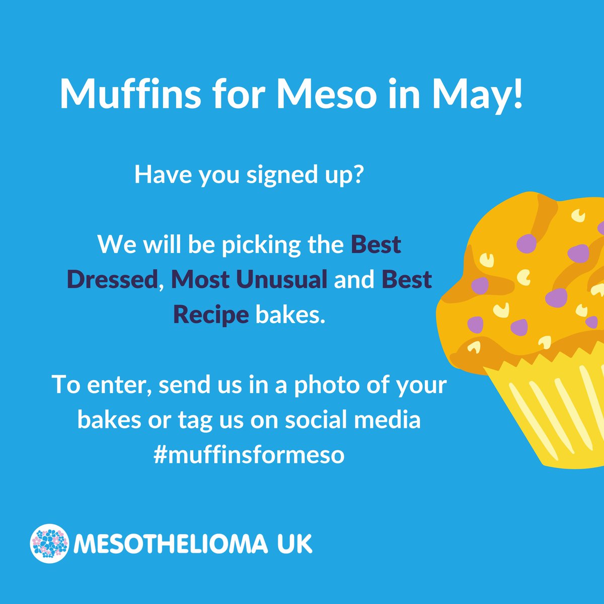 Today is the first day of Muffins for Meso, don't forget to share your bakes and enter our competition! There's still time sign up and get involved 🧁 Sign up here: mesothelioma.uk.com/muffins-for-me… #muffinsformeso #makemesomatter