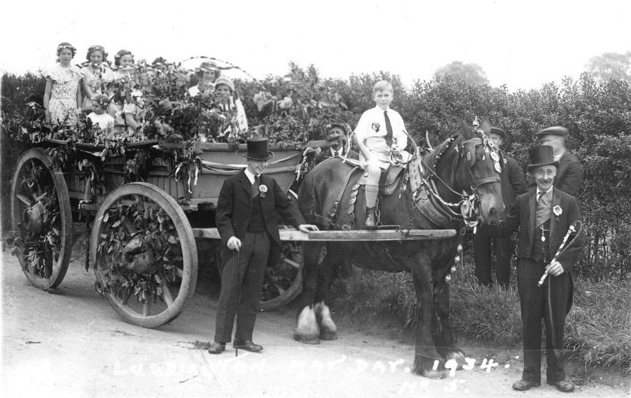 A decorated cart. May Day, Luddington, 1934.