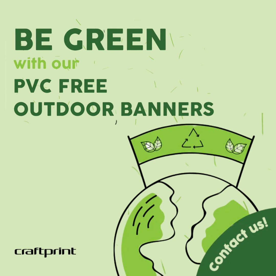 Choose eco-friendly solutions for your outdoor banners - our PVC FREE options are here to make a positive impact. 🍃

Contact us today via email at online@craftprint.co.uk or call 01204 694993

#GreenFuture #Craftprint #SustainableChoices #EcoFriendlyBanners #Printing #Marketing