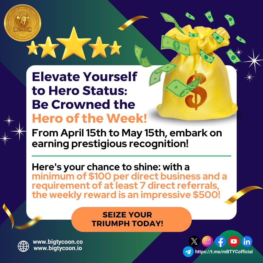 'Step up, be a hero, and win big! Join our challenge to unlock rewards that make a difference. #BeAHero #WinBig #ChallengeAccepted 💪🏆
#SEVENTEEN_IS_MAESTRO #BayernRealMadrid #duckybhai #HalaMadrid #itfc #MayDay2024 #AjithKumar #NHLJets #Rewards #cryptomarket #Bitcoin