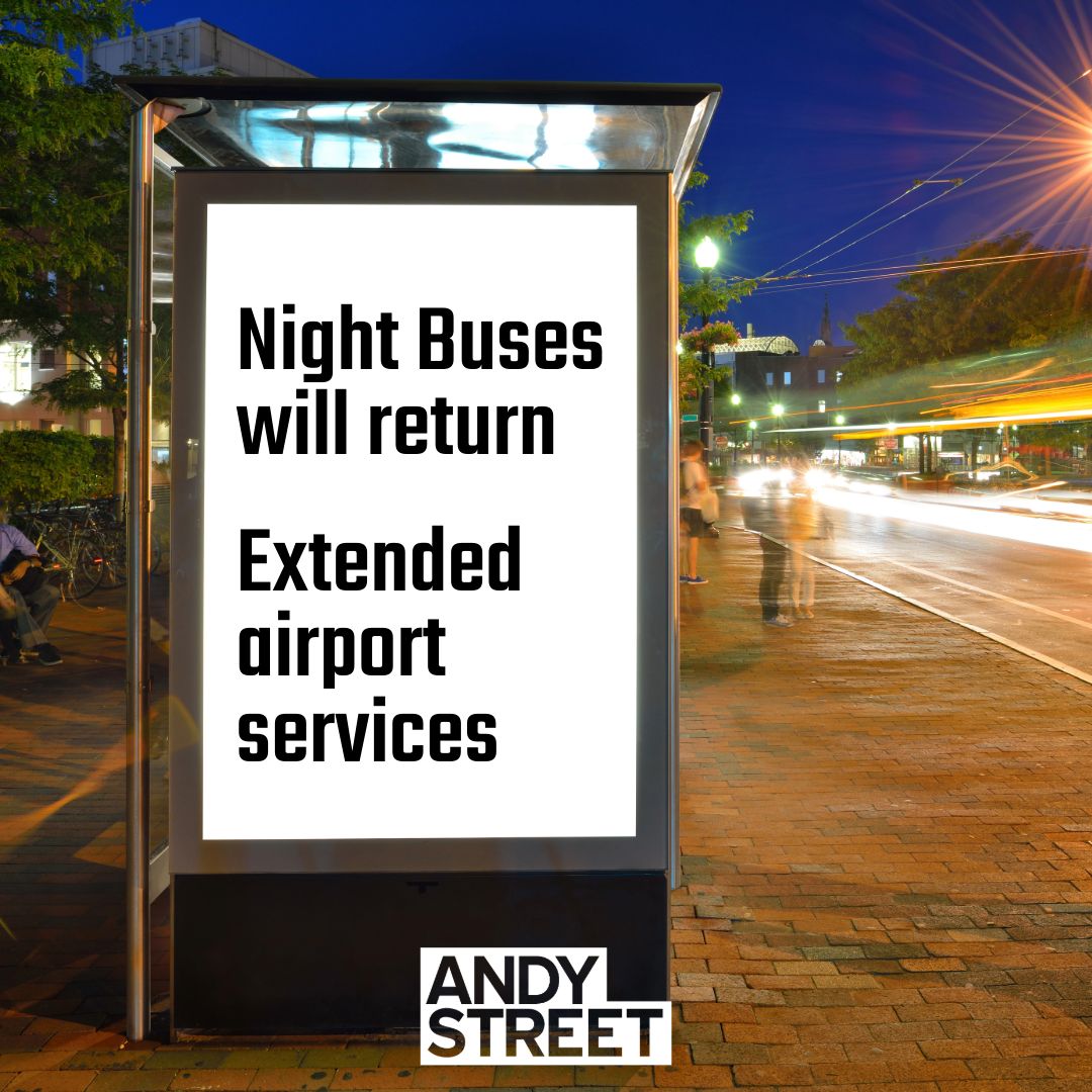 Did you know that we’ve got the cash and plans in place for two BIG bus changes❓ 🌖 Return of night buses ✈️ Extended Airport services It’s all part of a £16.6MILLION investment, which will also fund increased frequency for key bus routes & more transport safety officers 🚌