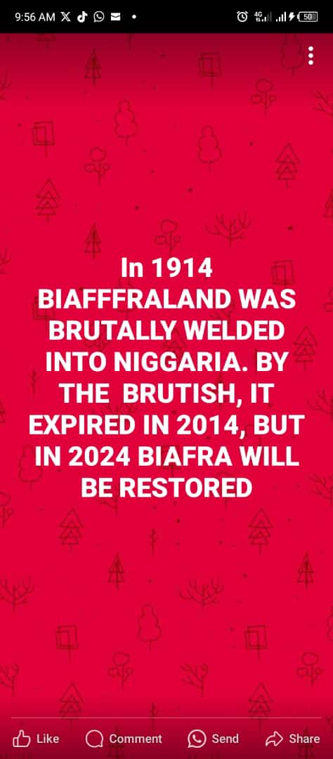 I REPEAT. NO ONE CAN STOP THE. COMING OF. BIAFRA 2024.