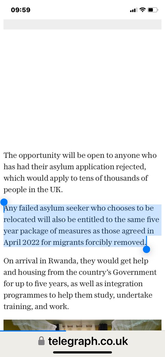 “Failed asylum seekers to be paid £3,000 to move to Rwanda” 👆 Misleading headline. This is separate to the deportation scheme. The UK has always paid failed asylum seekers money to go back to their country. The original package was put in place by Patel in April 2022.