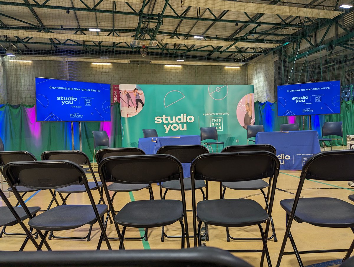 Today’s the day! We’re at @Studio_YouPE's Live Event! 💃 Featuring a dynamic panel from #ThisGirlCan, @Nike, @Womeninsport_uk and @drfrankiejs, who'll be busting myths and offering advice to encourage more girls to overcome barriers like self-consciousness and enjoy PE. 🌟