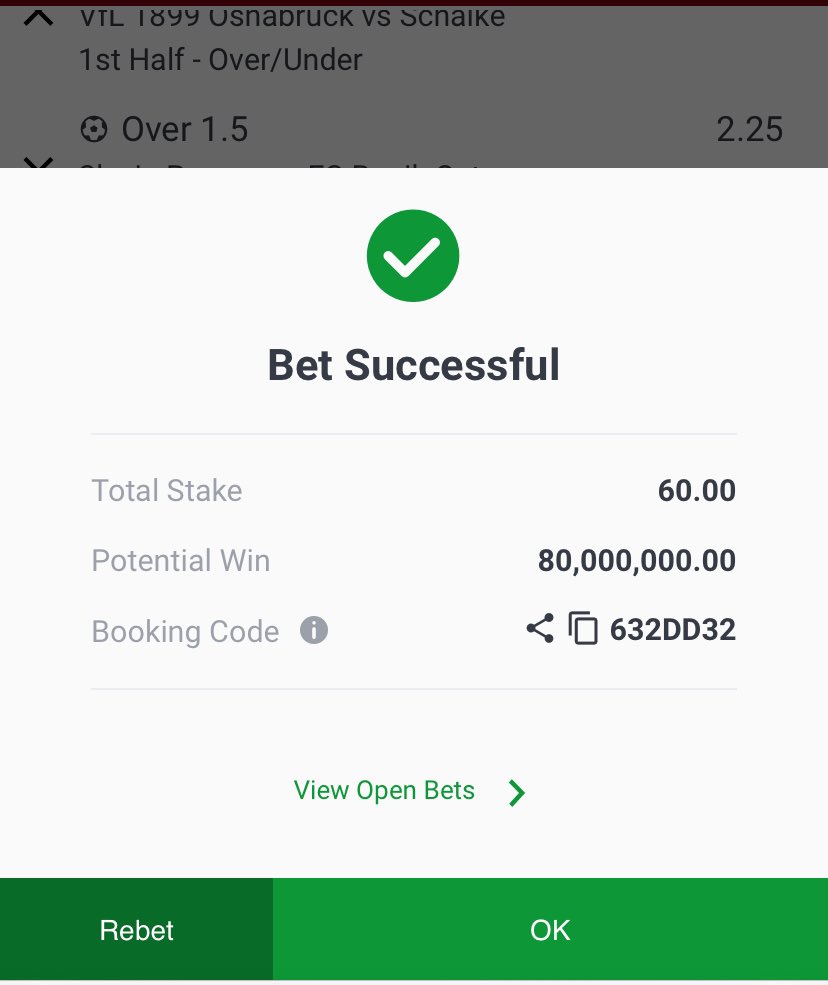 800k ODD 1.5 1ST HALF GOAL 
60 to win 80M 
GOOD LUCK 🍀 CHARM
632DD32
EDIT ✍️ AND WIN 🏆 
#SportsGambling #bettingsport #sport #sportybetng #sportbetting #sportsbettingpicks