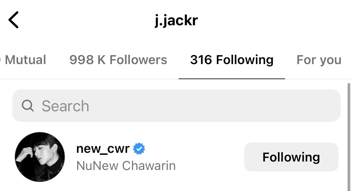 Jackie TRINITY followed Nunew on his IG 👀 and they might seeing each other on TMC ? 😍