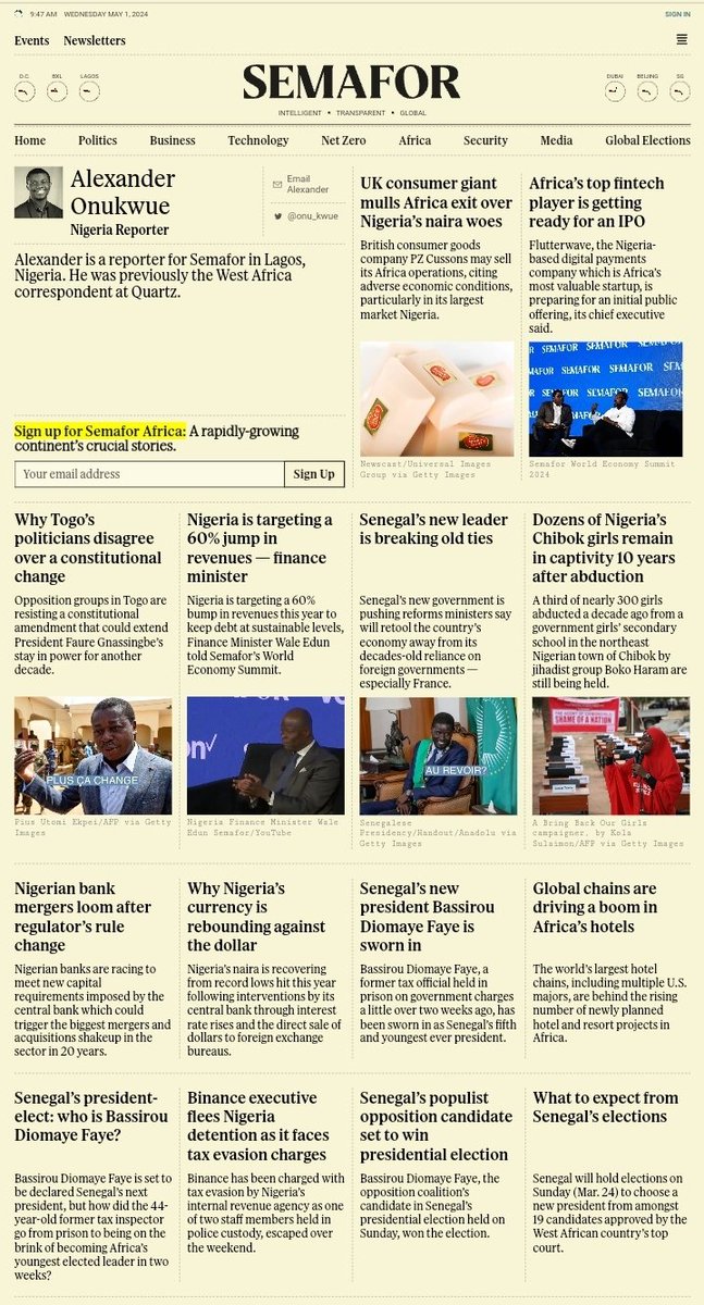 🟡 Stay informed on compelling shifts happening across Africa in business, economy, politics, and more. Sign up today for @SemaforAfrica: semafor.com/africa