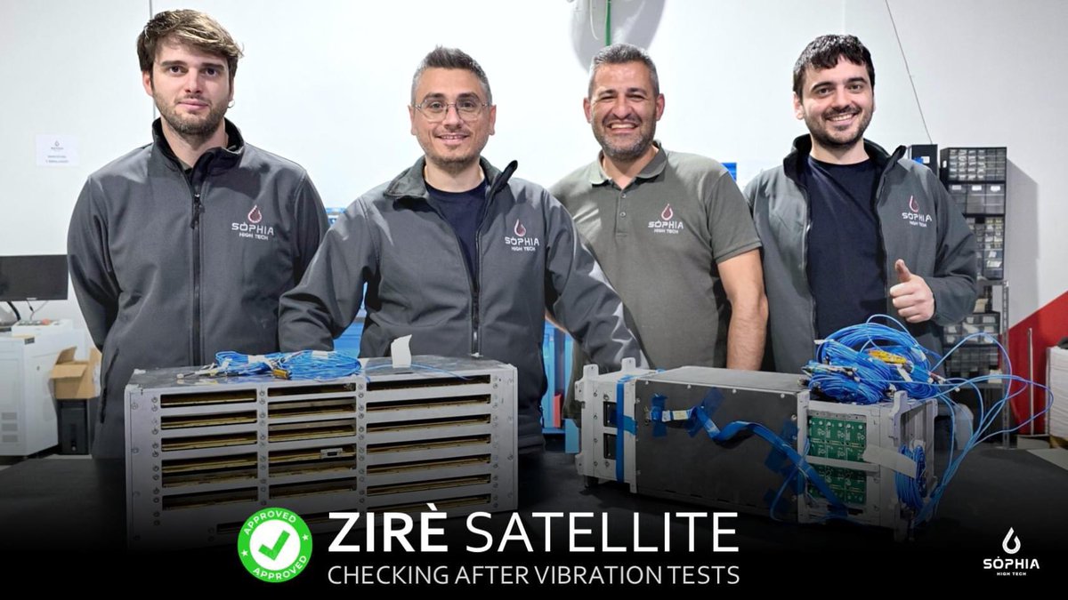 NUSES #Space Mission.
🛰️ ZIRÈ #satellite: ✅ successfully completed checking operations in Sòphia after #vibration #tests made by Thales.
#sophiahightech #team #aerospace #defense #engineering #cnc #machining #3dprinting #madeinitaly  #innovation #3dprint  #additivemanufacturing