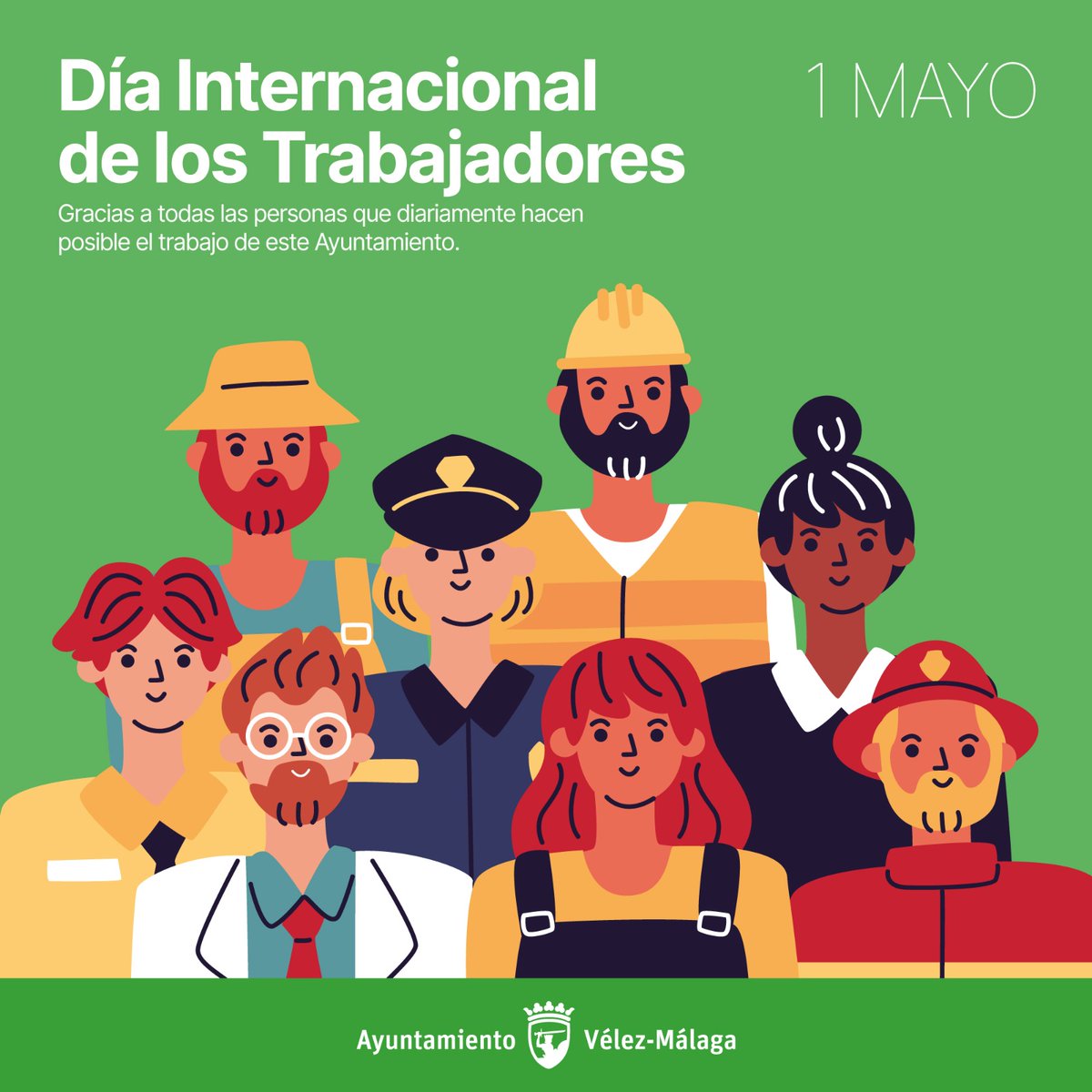 Tener un trabajo justo y remunerado nos ayuda a ser más dignos, más libres, mejores. Feliz Día del Trabajo. Seguiremos trabajando, sin descanso, para hacer de nuestra tierra un lugar mejor para todos.
#velezmalaga #1Mayo #DiaDelTrabajador