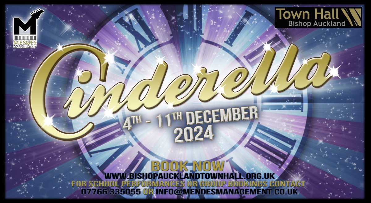 Fresh off the heels of Aladdin, @MendesMan2 return to work their panto magic once again with Cinderella! Save with our early bird offer with £13 tickets available with the code 'EARLY13' before Fri 10 May, 10am.👇 📅 Sat 7 & Sun 8 Dec, 2.30pm & 6pm 🎟️ bishopaucklandtownhall.org.uk/cinderella