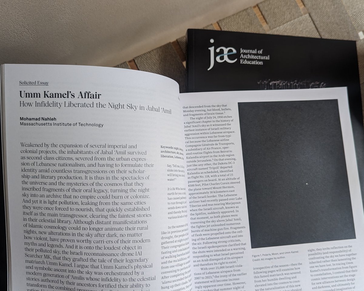 Also includes a conversation between Palestinian architect Yara Sharif and <a href="/AyaMusmar/">Aya Musmar آية مسمار</a> and a beautiful essay by Mohamad Nahleh <a href="/MITarchitecture/">MIT Architecture</a> on south Lebanon and many more amazing contributions.