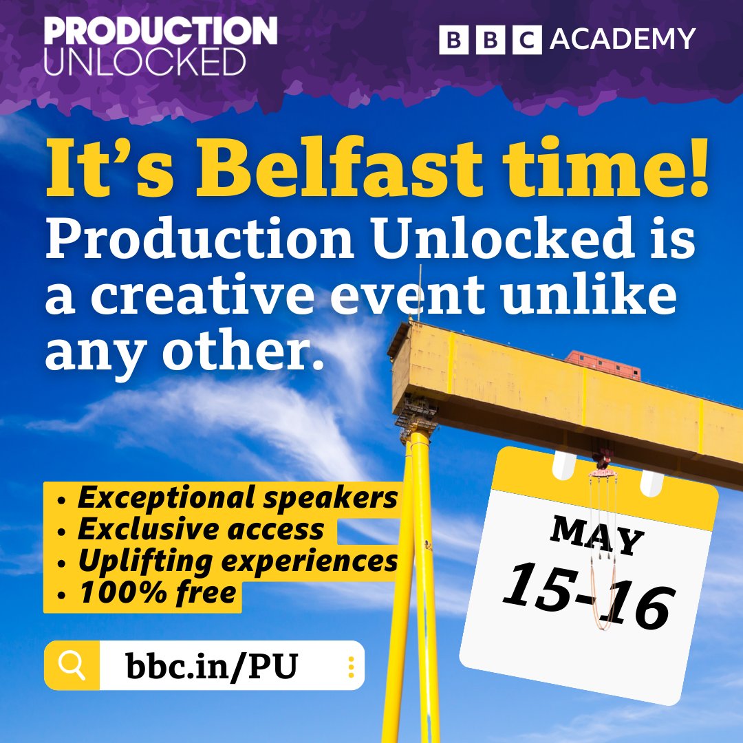 🎥 Ready to dive into the world of film, TV and content production? Join us at #ProductionUnlocked on 15-16 May for a lineup of engaging sessions covering everything from drama writing to documentary filmmaking. 🎟️ Secure your spot today: bbc.in/PU