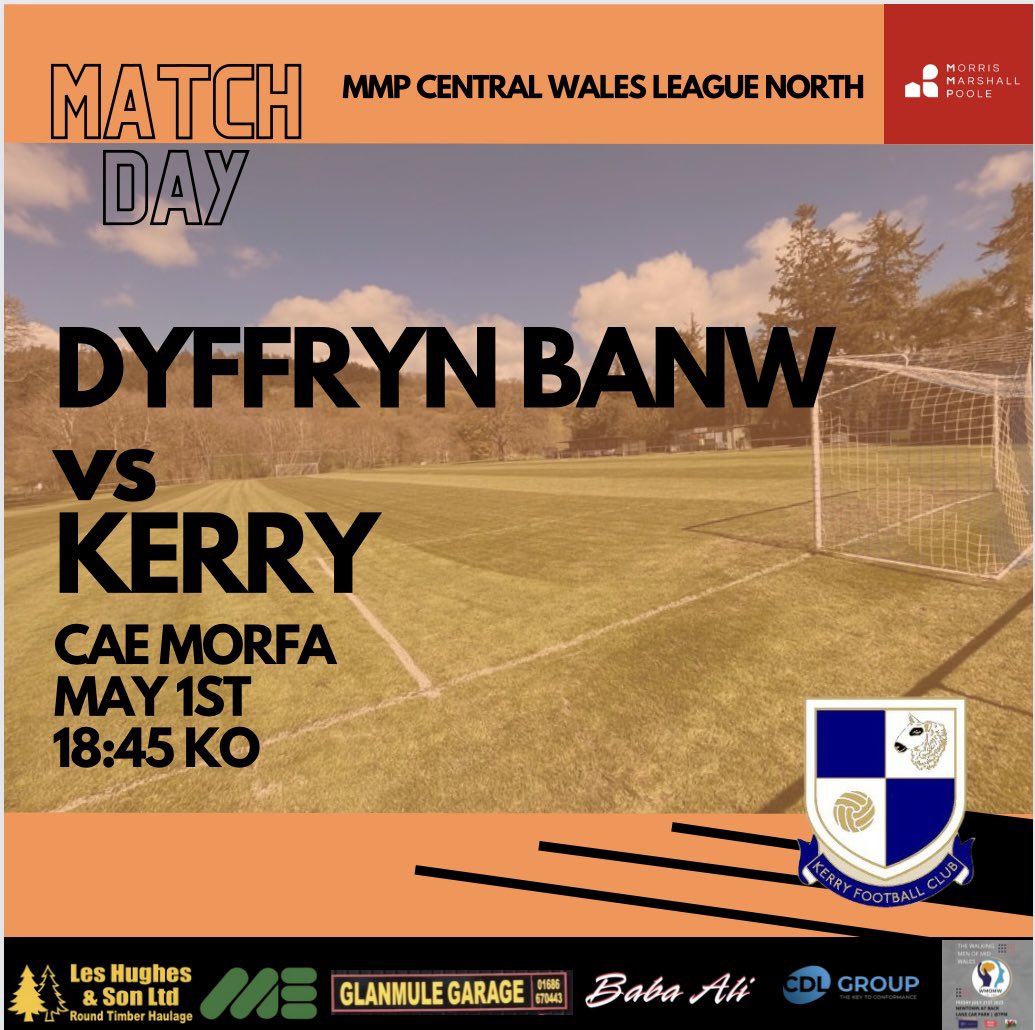MATCHDAY! We travel to Dyffryn Banw this evening in the first of 4 away games to conclude the season! 🟠⚫️