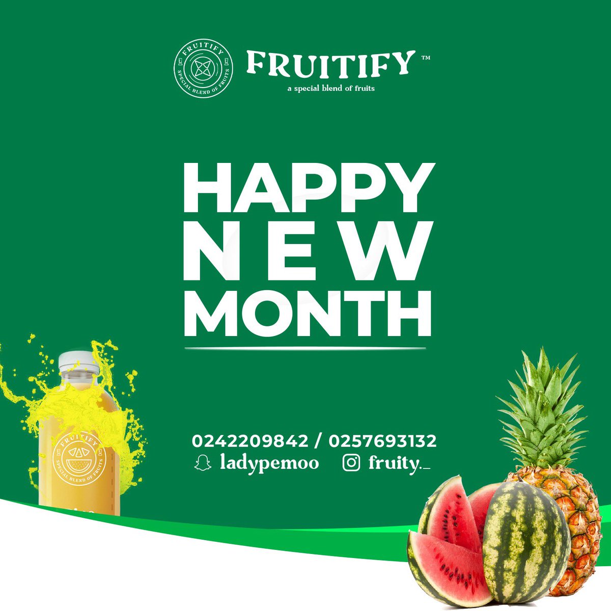 Fruitify wishes you a happy new month! May it be filled with growth, success. Don't forget to stay healthy and drink some juice to keep you going 🍉🥭🍍☺️