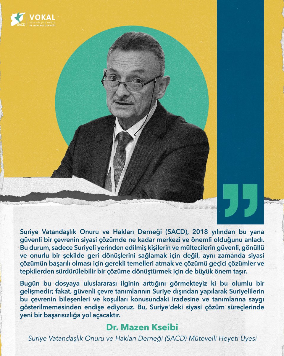 Suriye Vatandaşlık Onuru ve Hakları Derneği (SACD), 2018 yılından bu yana güvenli bir çevrenin siyasi çözümde ne kadar merkezi ve önemli olduğunu anladı. Bu durum, sadece Suriyeli yerinden edilmiş kişilerin ve mültecilerin güvenli, gönüllü ve onurlu bir şekilde geri dönüşlerini…