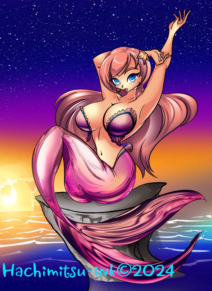 Actual Commission - #Mermaid Sayaka, Many thanks to my friend who supported me on this Solar eclipse trip. THe money was helpful enough to actually buy me some good food ;_;! along the way.
deviantart.com/hachimitsu-ink…