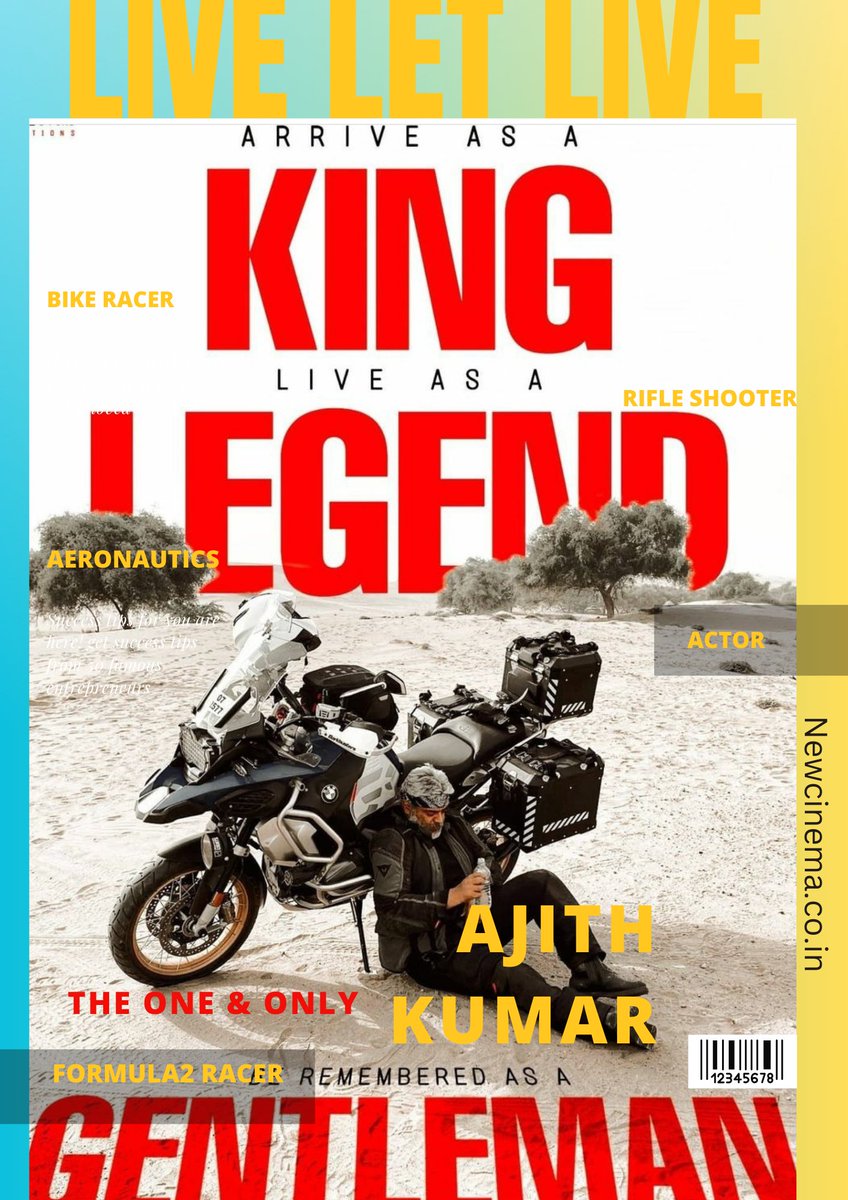 _NewCinema's tweet photo. (A)rrive as a (K)ing, 
Live as a Legend, 
Be remembered as a Gentleman 

Wishing a very happy bday to the One &amp; Only #Ajithkumar𓃵

#LiveNLetLive
#HappyBirthdayAjithKumar 

https://t.co/drY7bVfw8u https://t.co/2vNQeIfeay
