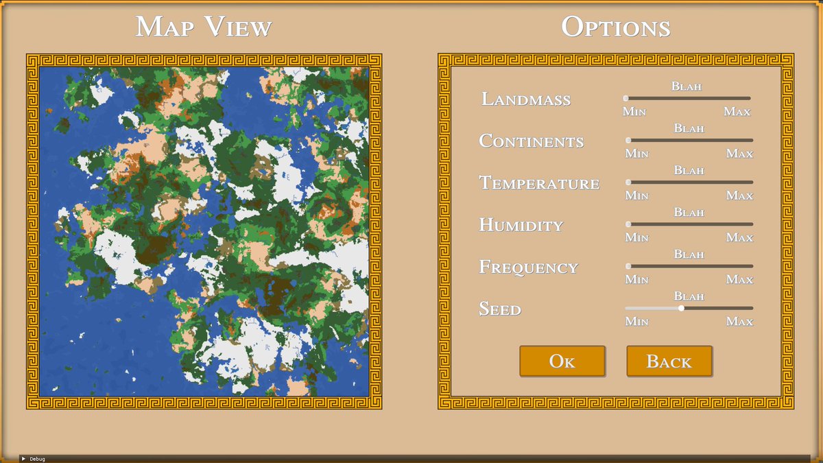 Draft UI for biome map generation. WIP, so no video yet! What parameters, strictly related to biome/landscape, do YOU consider important? #indiedev #gamedev #godotengine #indiedevhour