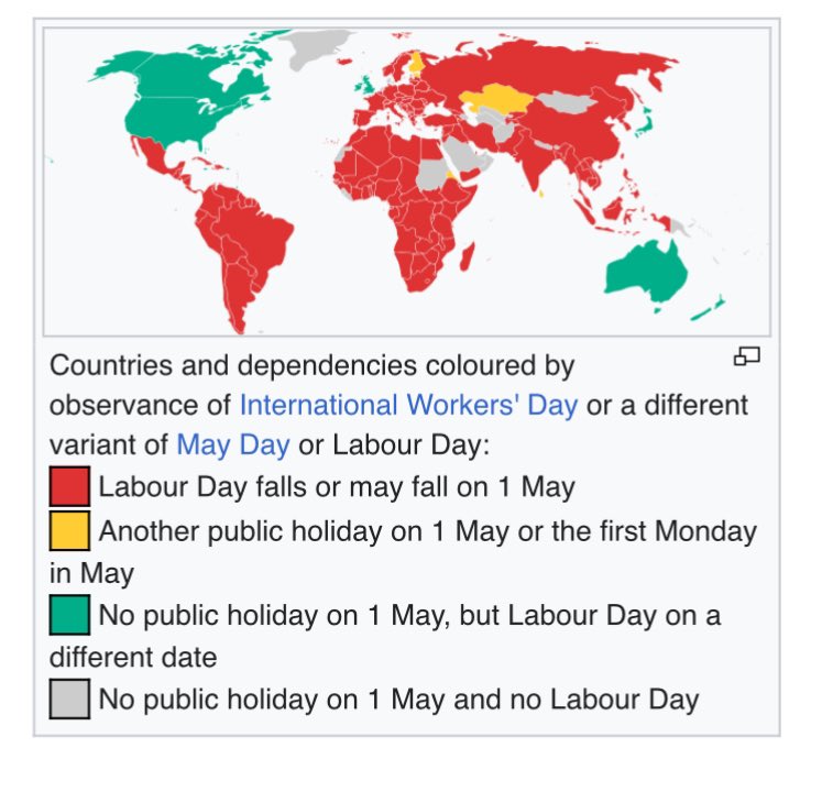 Happy Labour Day to everyone living in the countries marked in red!