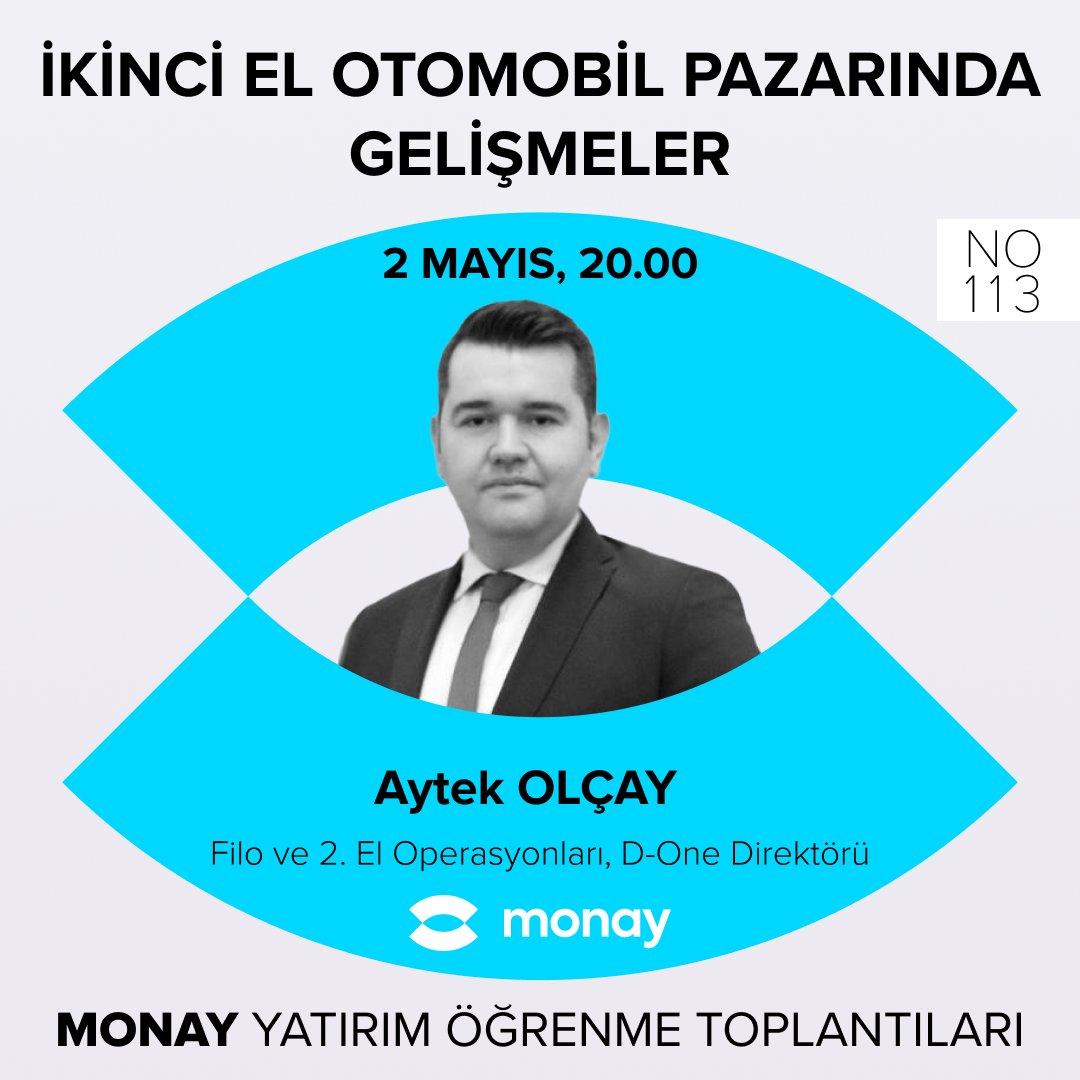 2 Mayıs Perşembe saat 20.00'da Monay Yatırım Öğrenme Toplantıları'nın 113'üncüsünü gerçekleştireceğiz. Konuğumuz D-One Direkötrü Aytek Olçay. 
Toplantıyı kaçırmamak için aşağıdaki linkten kayıt olabilirsiniz!
lnkd.in/g3x5qngh