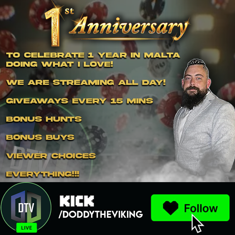 DoddytheViking's tweet photo. 🎉CELEBRATION TIME!🎉

Its been a year since moving to Malta! I've been able pursue my dream and passion!

And I owe it ALL TO YOU!

Come join the celebrations and get involved! 

https://t.co/LqpgQOyyfa ✅

#gamdom #casinostreamer #kickstreamer #bigwin #maxwin #1year #giveaway https://t.co/odY7d89lMK