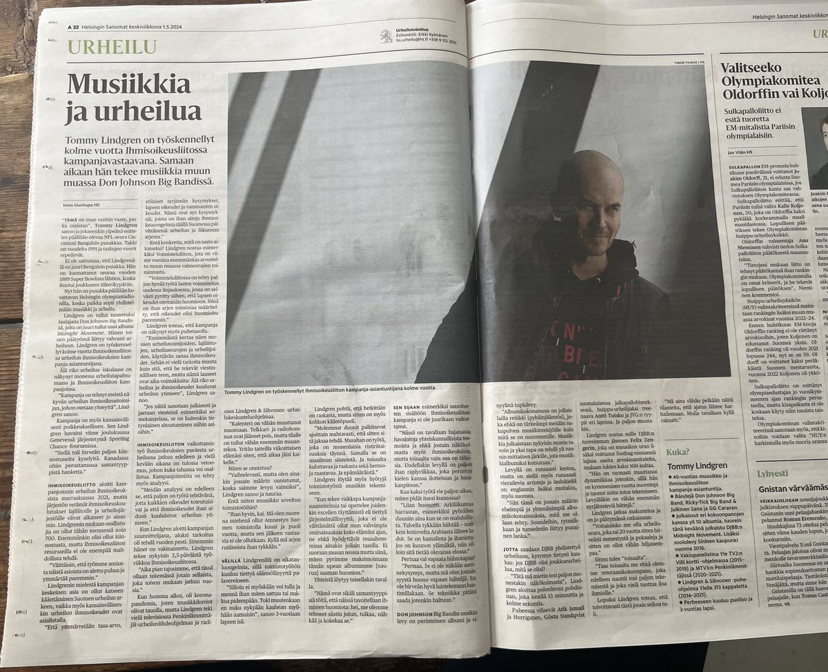 ”Lindgrenin mielestä kampanjan keskeinen asia on ollut katseen kääntäminen Suomen urheilun arkeen, vaikka myös kansainvälisenkin urheilun ihmisoikeudet ovat asialistalla” Kollega Tommy Lindgren @fathermetro päivän Hesarissa! 🔥@hsfi #älärikourheilua #djbb hs.fi/urheilu/art-20…