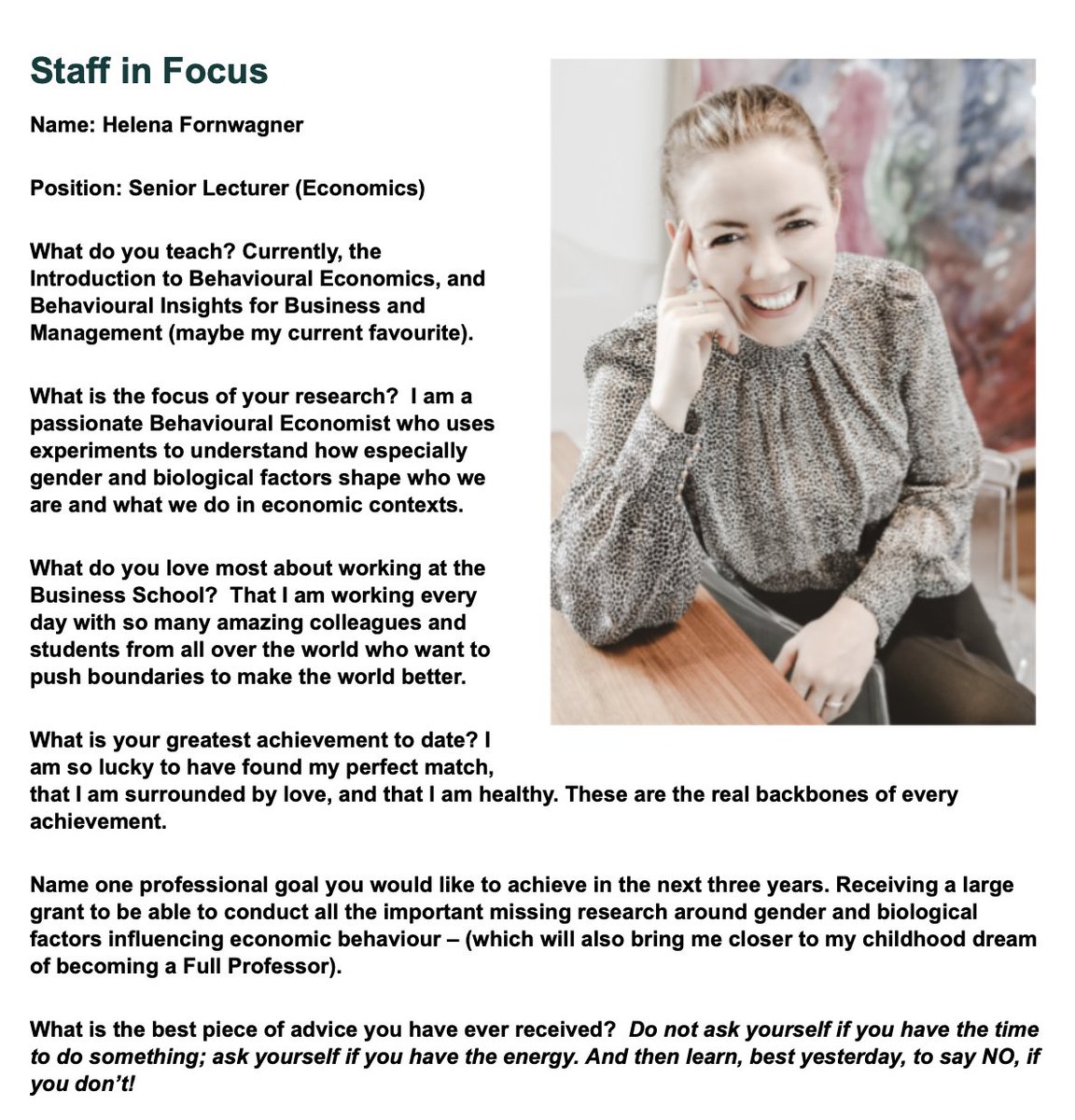 🥳So honoured to be featured as #StaffinFocus in the latest #UEBSStudentBulletin by the @UofEBusiness  of the @UniofExeter  😍

 ➡️Check it out ⬇️