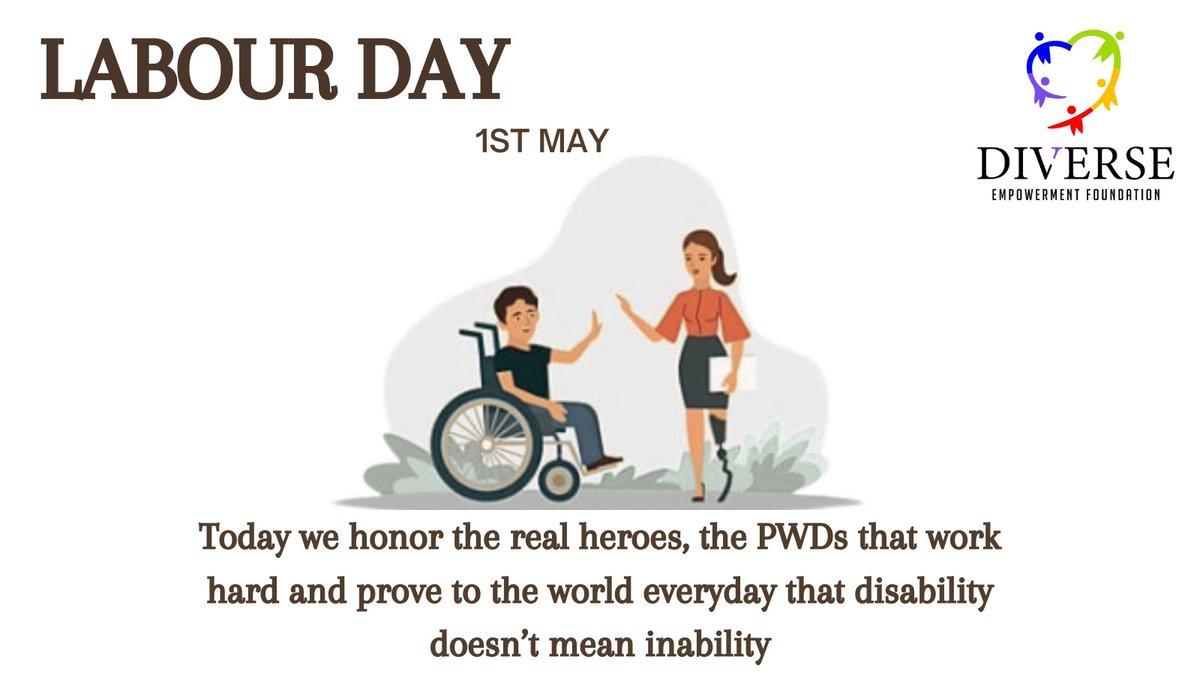 Today on labour day we put some respect on the PWDs who work very hard everyday and the disability inclusion activists and advocates that wake up everyday and push their goal of dismantling all myths around Disability.
#HappyLabourDay