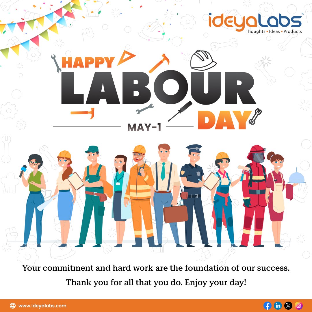 Celebrating the hard work and contributions of every worker, as they are the ones who keep the world running! #ideyaLabs #HappyLabourDay #MayDay #Workers #Appreciation #HardWork #Contributions #WorkersDay